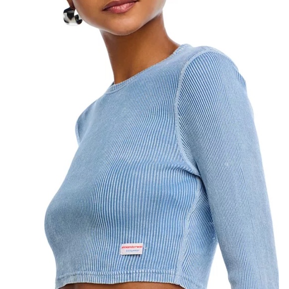 Alexander Wang Cropped Long Sleeve Crewneck, Body Wear , Size M NWT - Picture 5 of 6